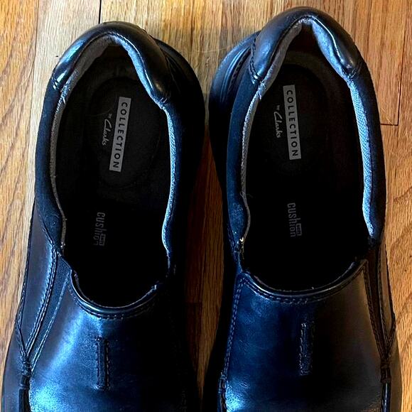 Clarks Leather Loafers, Sz 10 Slip On Shoes, Cushion Support, Academia Basics